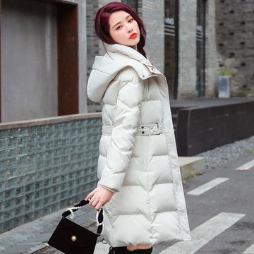 2025年新款冬季羽絨服女士中長款白鴨絨時尚爆款加厚保暖黑色外套