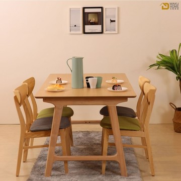 WAKUHOME瓦酷家具 Miso北美白梣木全實木餐椅(椅身原木色+綠色貓抓皮) 寬45.5X深44X高79公分