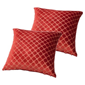 J&N 歐朵拉抱枕 45 x 45cm 2入組 - 時尚幾何圖案 柔軟舒適  紅色