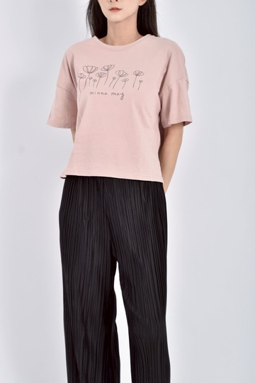 (M) lazen 1s小花印花藕粉色短袖上衣