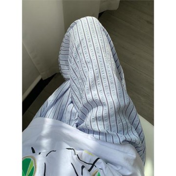 遛彎褲高級感簡約休閑條紋睡褲女夏款高腰寬松闊腿長褲子大碼外穿