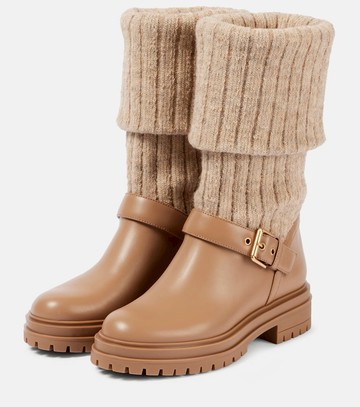Gianvito Rossi Thurso leather-trimmed sock boots