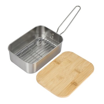 CLS 不鏽鋼木蓋便當盒  1個  不鏽鋼色 + 木頭色