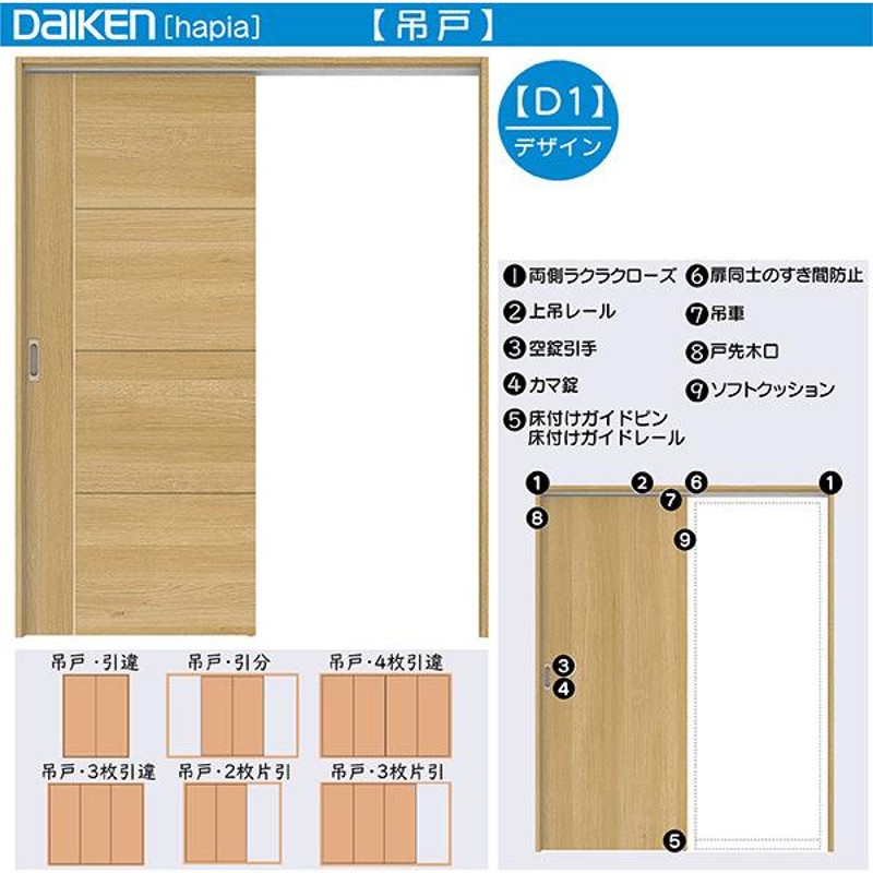 DAIKEN室内ドア hapia(ハピア)リビングドア 吊戸 3枚片引き戸 価格帯