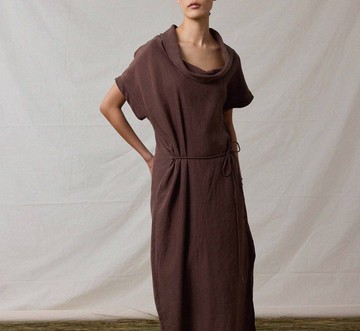 【隨性兩穿】新中式復古 露肩棉麻/蕩領連衣裙