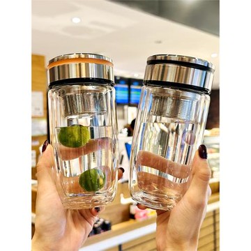 杯子女新款2025雙層玻璃茶水分離泡茶杯便攜男款辦公室水杯家用