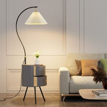 110v落地燈 立燈 客廳燈 網紅落地燈客廳沙發邊輕奢茶幾置物架北歐抽屜臥室床頭柜一體臺燈