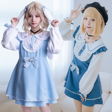 原創三麗鷗SANRIO授權大耳狗喜拿娃娃領蕾絲狗耳朵長袖洋裝JJ5048