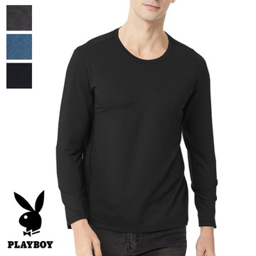 【PLAYBOY】蓄暖恆溫圓領長袖-黑
