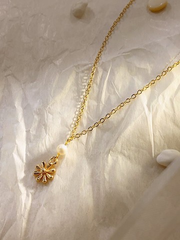 溫柔樂章。MUCHAT手作14KGP花朵珍珠項鍊