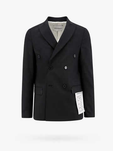 Wool blend blazer with logoed label - AMARANTO - gender_Man