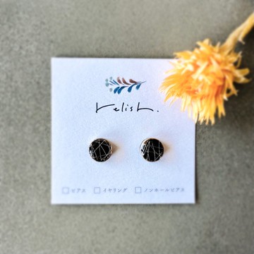 【再販】黑色 美濃燒瓷磚 金繼 耳環/耳夾/無耳洞耳夾 黑 美濃燒瓷磚 小巧 精緻 日式 金色 金 禮物 贈禮 伴手禮