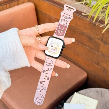雙色鐳雕硅膠錶帶 適用 蘋果手錶 Apple watch S11手錶s9s8 iwatch S10手錶錶帶 親膚運動錶帶