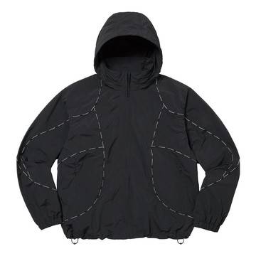Supreme Logo Piping Hooded Track Jacket 'Black White'