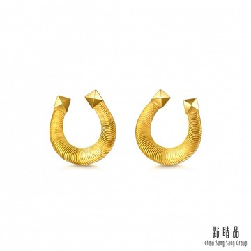 【點睛品】幸運馬蹄鐵 黃金耳環(一對)