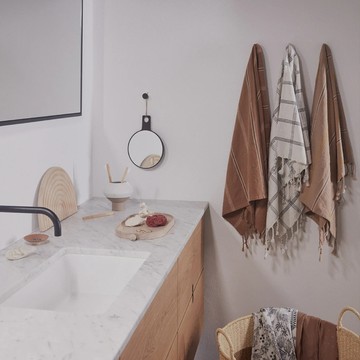 OYOY LIVING Kyoto系列 和風格紋有機棉浴巾 大 - 暗粉褐