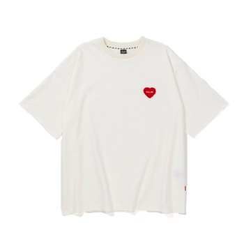 日本POLER PRM WASH FURRY HEART CHENILLE EMB TEE 愛心T/白 - L