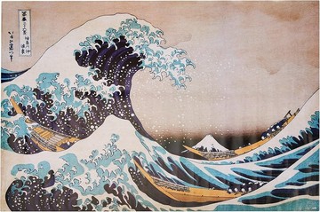 【浮世繪】神奈川沖浪裏 進口海報(灰棕背景)
