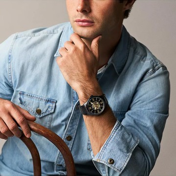【FOSSIL】Flynn 經典雅仕羅馬數字手錶 黑色不鏽鋼錶帶 48MM BQM7130