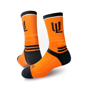 【統一7-ELEVEn獅】聯名精品中筒運動襪(厚底)-橘黑