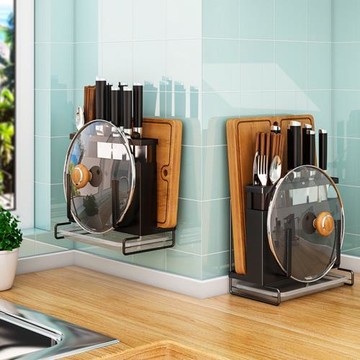 不銹鋼刀架壁掛式廚房筷子籠菜刀鍋蓋置物架刀具菜板架一體收納架