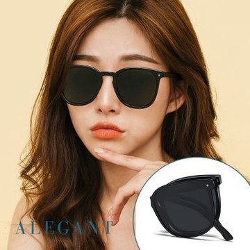 ALEGANT輕巧時尚玄鷹黑彈簧鏡腳折疊太陽眼鏡│UV400太陽眼鏡│露營用品│防曬用品