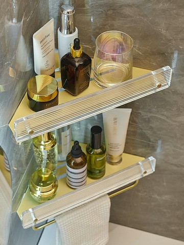 亞克力洗澡間衛生間置物架免打孔浴室三角架淋浴房轉角廁所三腳架