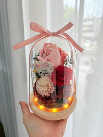 永生有錢花小玻璃罩盅 母親節 情人節