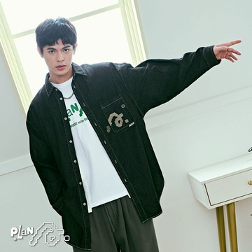 STAYREAL A就是起點丹寧襯衫 - 黑