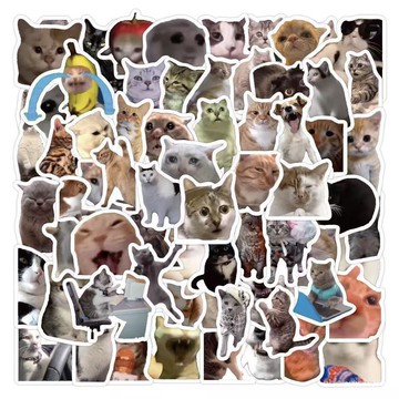 新品9折⚡300張貓meme貼紙 可愛 搞笑 鬼畜貓咪ins風錶情包 梗圖素材 手賬本貼畵 網絡貓大閤集 貓貓咪咪 LZ