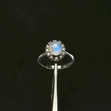 月光石  | 藍月光石 彩光月光石 安撫情緒 平靜柔軟 天然晶礦戒指 925純銀 活圍 Q24AF13-905