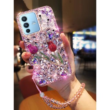 vivoS12手機殼S15女款S15E奢華玫瑰花滿鉆S12pro全包防摔y33s軟殼
