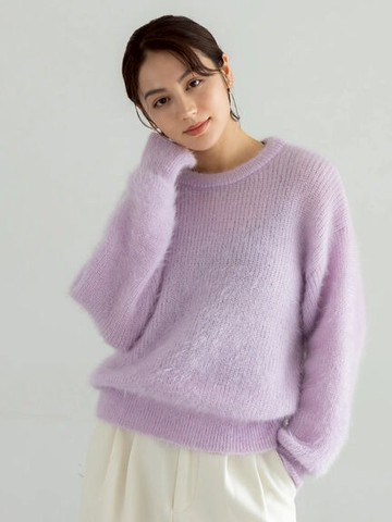 微透圓領長袖針織毛衣(0F001509010) - Te chichi