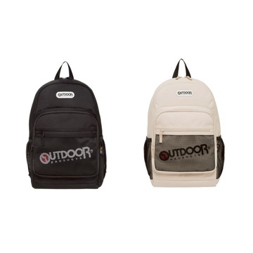 【OUTDOOR】率性學院-14吋電腦後背包-黑色／米色 雙肩後背包｜多層後背包｜休閒後背包｜黑色背包｜米色背包