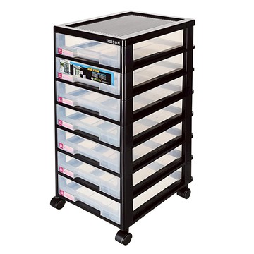 KEYWAY 聯府 愛迪生七層櫃 附輪 DC-70  406 x 325 x 765mm  黑色 + 透明色