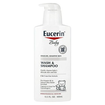 Eucerin, 嬰兒，沐浴露和洗髮水，無香，13.5 液量盎司（400 毫升）