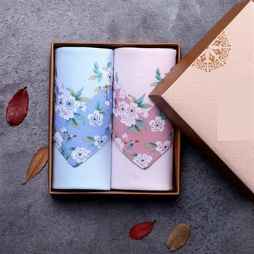 【巴黎精品】手帕禮盒純棉方巾(兩入)-時尚簡約文藝印花女手帕9款p1ae22