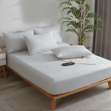 A-ONE 親膚柔軟吸濕排汗磨毛加工處理素色床包 + 枕套 2個 台灣製  單人加大  霧灰色