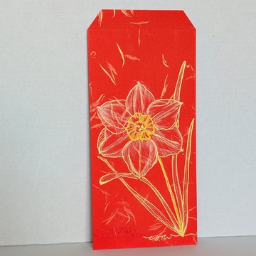 婚禮生日過年紅包/ 水仙花插圖 / 親筆手繪