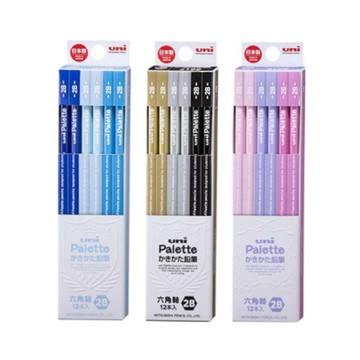 三菱UNI Palette系列 6角原木 2B抗汙鉛筆-漸層藍/金屬色/粉紫