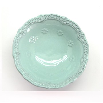 義大利VBC casa-手工浮雕蕾絲系列13cm小圓碗(蒂芬妮綠)