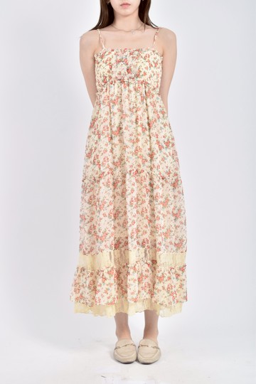 加購優惠(S) angel蕾絲花卉橘色洋裝