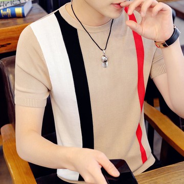 短袖t恤男潮牌上衣薄款冰麻男裝衣服夏季潮流冰絲半袖體恤衫