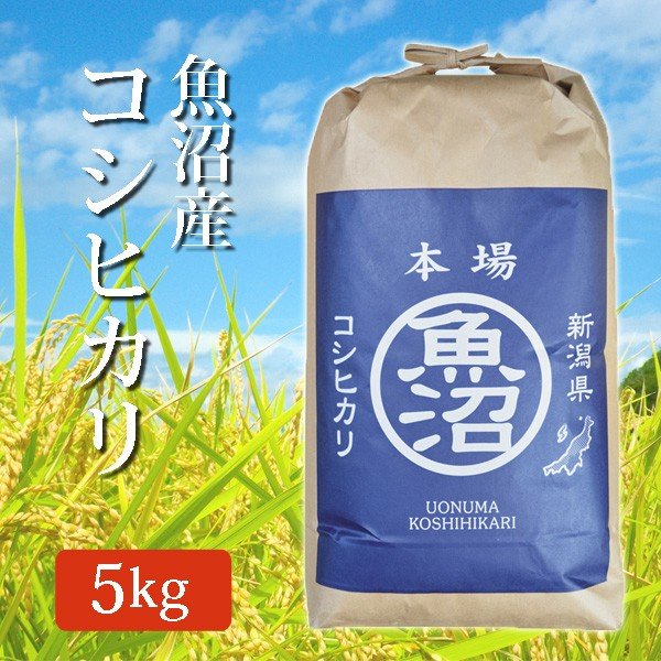 令和5年産 2023年度産 玄米 新米 魚沼産コシヒカリ こしひかり 5Kg (5キロ) 魚沼産 コシヒカリ 代引不可 同梱不可