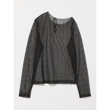 日單eaphi 原單2025夏新款薄款透視鏤空不規則領口長袖襯衫上衣女