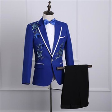 新款演出服男成人西服套裝歌手主持人服裝舞臺大合唱司儀表演禮服