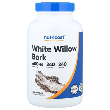 Nutricost, 白柳樹皮，600 毫克，240 粒膠囊