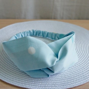 Lovely天藍跳點蝴蝶鬆緊髮帶、髮圈