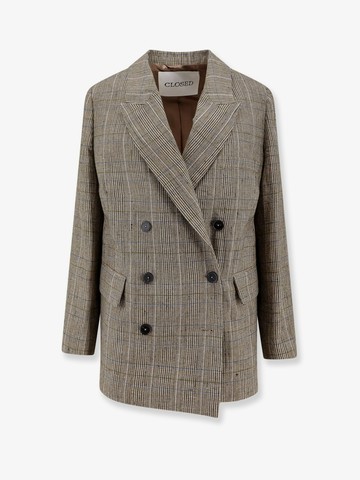 Linen blend blazer with prince of wales - CLOSED - gender_Woman