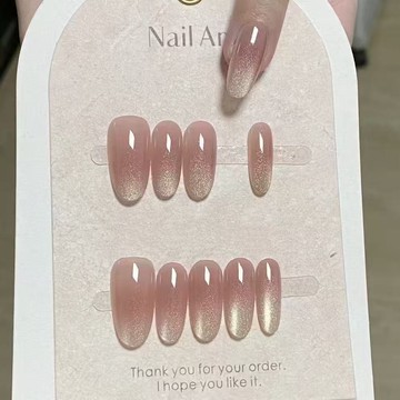 🎀日韓爆款🎀 秋冬晶石貓眼溫柔美甲顯白百橢圓手工穿戴高階純手工指甲貼片成品